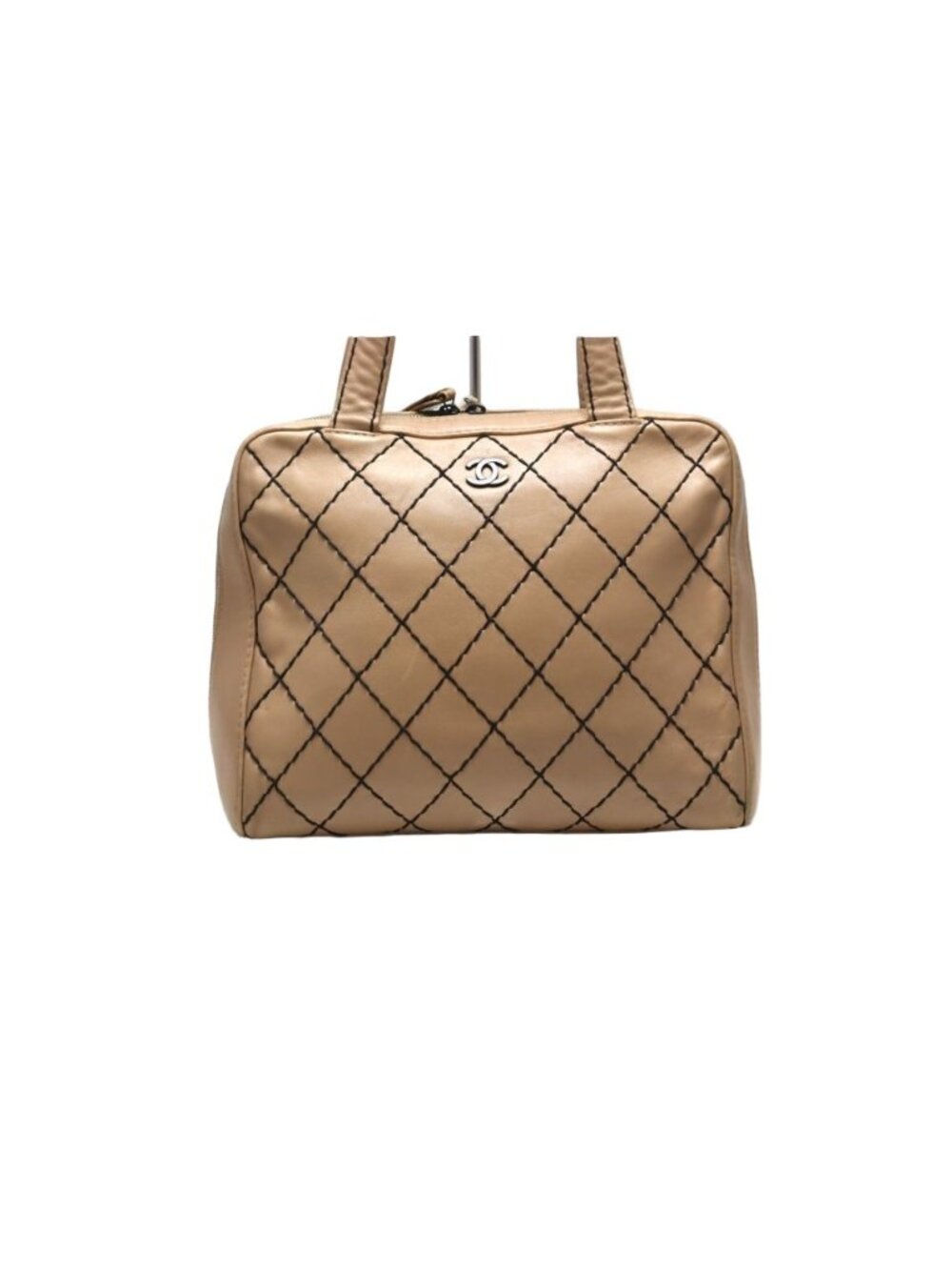 Chanel Wild Stitch Gunmetal Leather Handbag